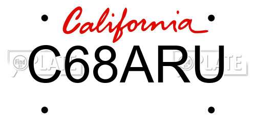 C68ARU California License Plate