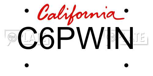 C6PWIN California License Plate