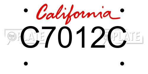 C7012C California License Plate