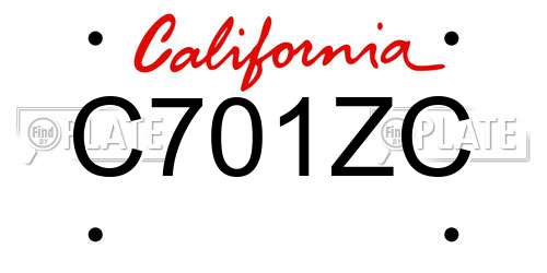 C701ZC California License Plate
