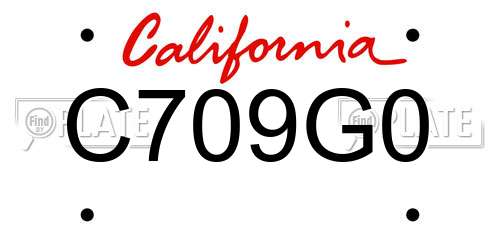 C709G0 California License Plate