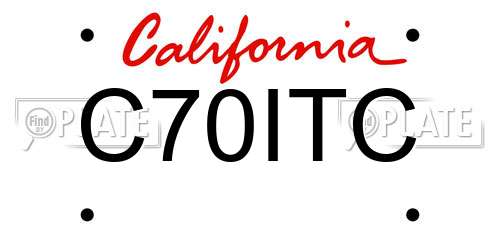 C70ITC California License Plate