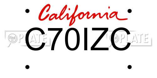 C70IZC California License Plate