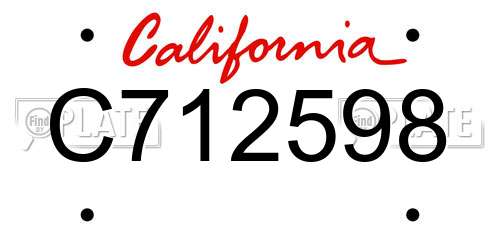 C712598 California License Plate
