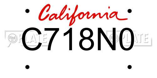 C718N0 California License Plate