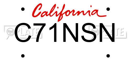 C71NSN California License Plate