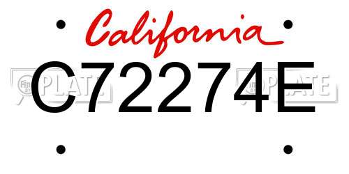 C72274E California License Plate