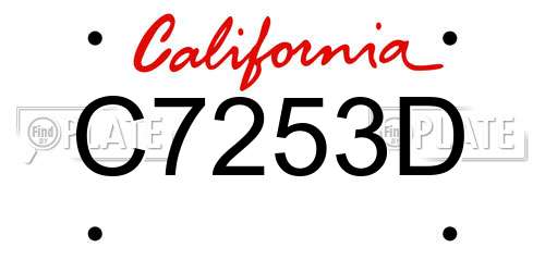 C7253D California License Plate