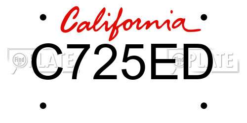 C725ED California License Plate