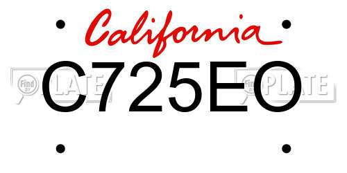 C725EO California License Plate