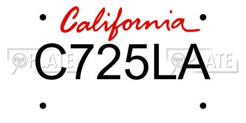 C725LA California License Plate