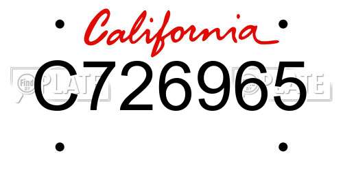 C726965 California License Plate