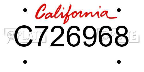 C726968 California License Plate