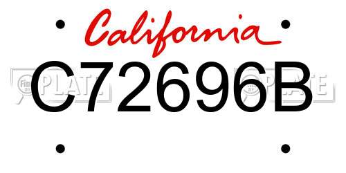 C72696B California License Plate