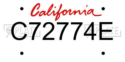 C72774E California License Plate