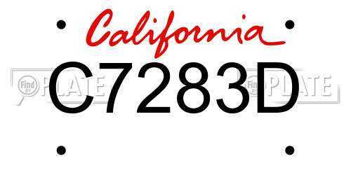 C7283D California License Plate