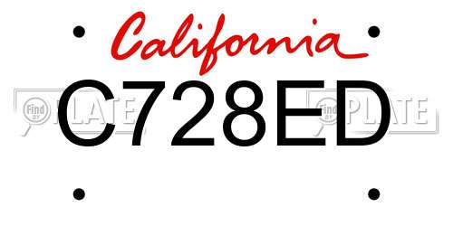 C728ED California License Plate