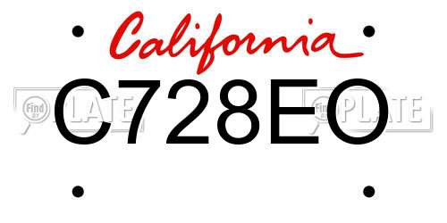 C728EO California License Plate