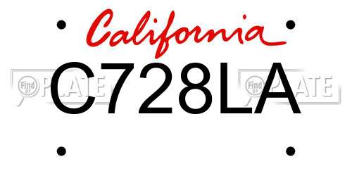 C728LA California License Plate