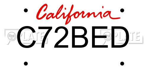 C72BED California License Plate
