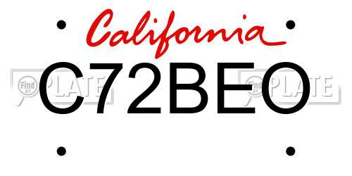 C72BEO California License Plate