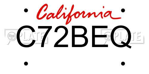 C72BEQ California License Plate
