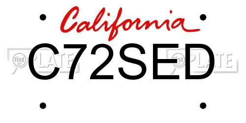 C72SED California License Plate