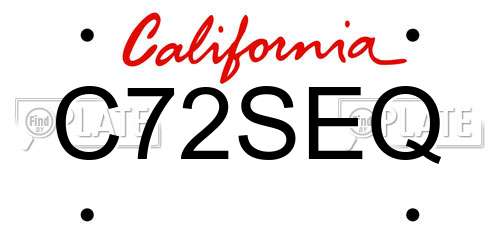 C72SEQ California License Plate