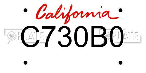 C730B0 California License Plate