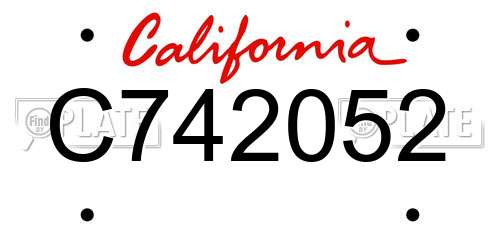 C742052 California License Plate