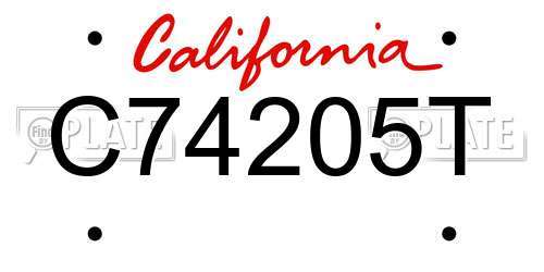 C74205T California License Plate