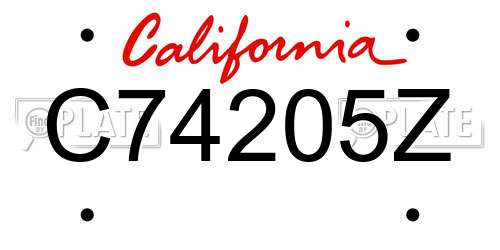 C74205Z California License Plate