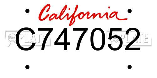 C747052 California License Plate