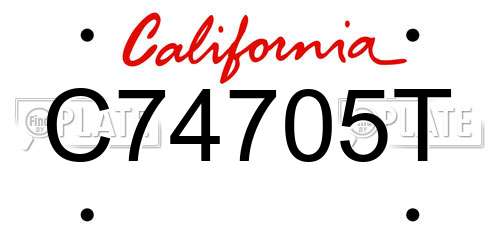 C74705T California License Plate