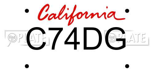 C74DG California License Plate