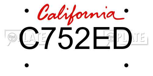 C752ED California License Plate