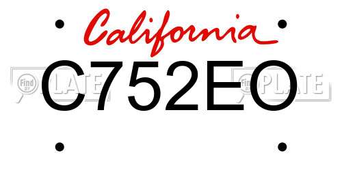 C752EO California License Plate