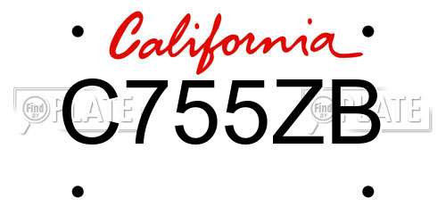 C755ZB California License Plate