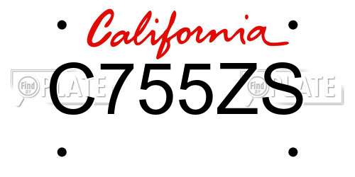 C755ZS California License Plate