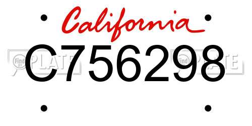 C756298 California License Plate