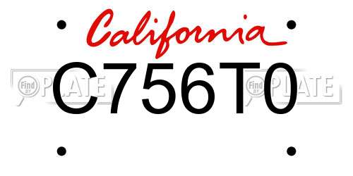 C756T0 California License Plate