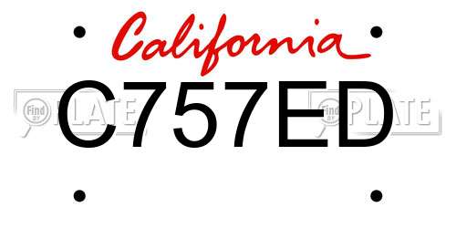 C757ED California License Plate