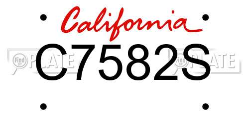 C7582S California License Plate