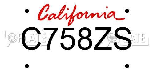 C758ZS California License Plate