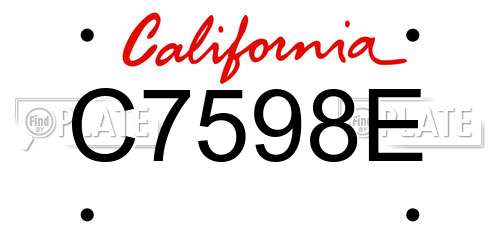 C7598E California License Plate
