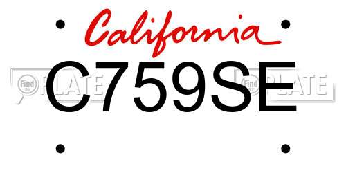 C759SE California License Plate