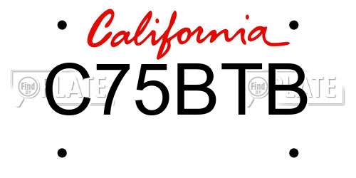 C75BTB California License Plate