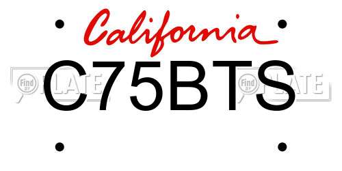 C75BTS California License Plate