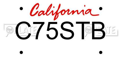 C75STB California License Plate