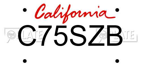 C75SZB California License Plate